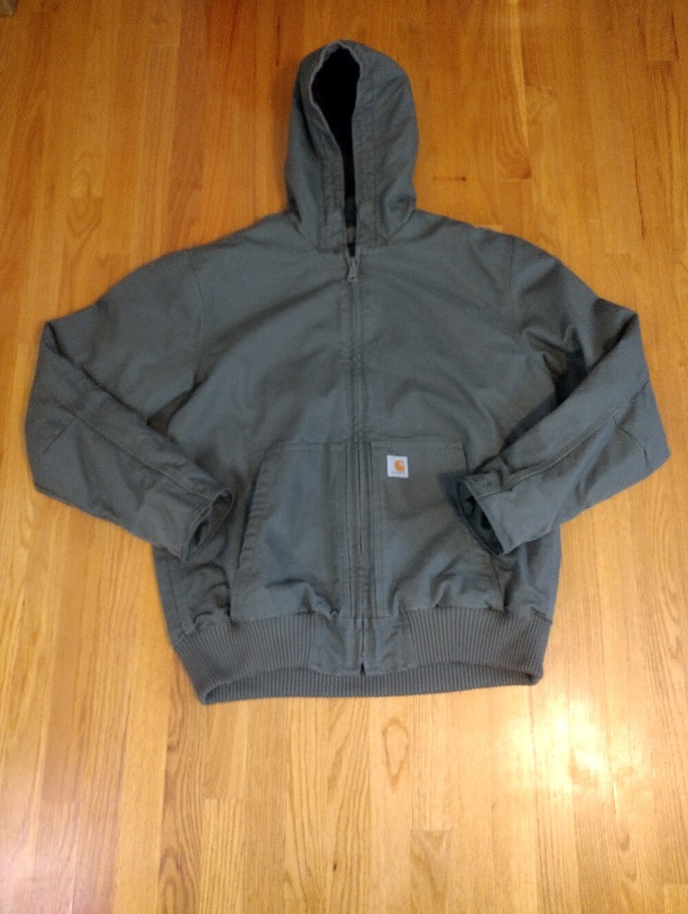 Carhartt Active Jacket L Moss Green 104050 J130 Insulated Hooded Canvas Workwear